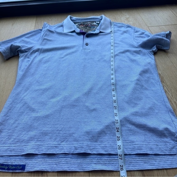 Robert Graham patterned white polo shirt - L - Picture 16 of 17